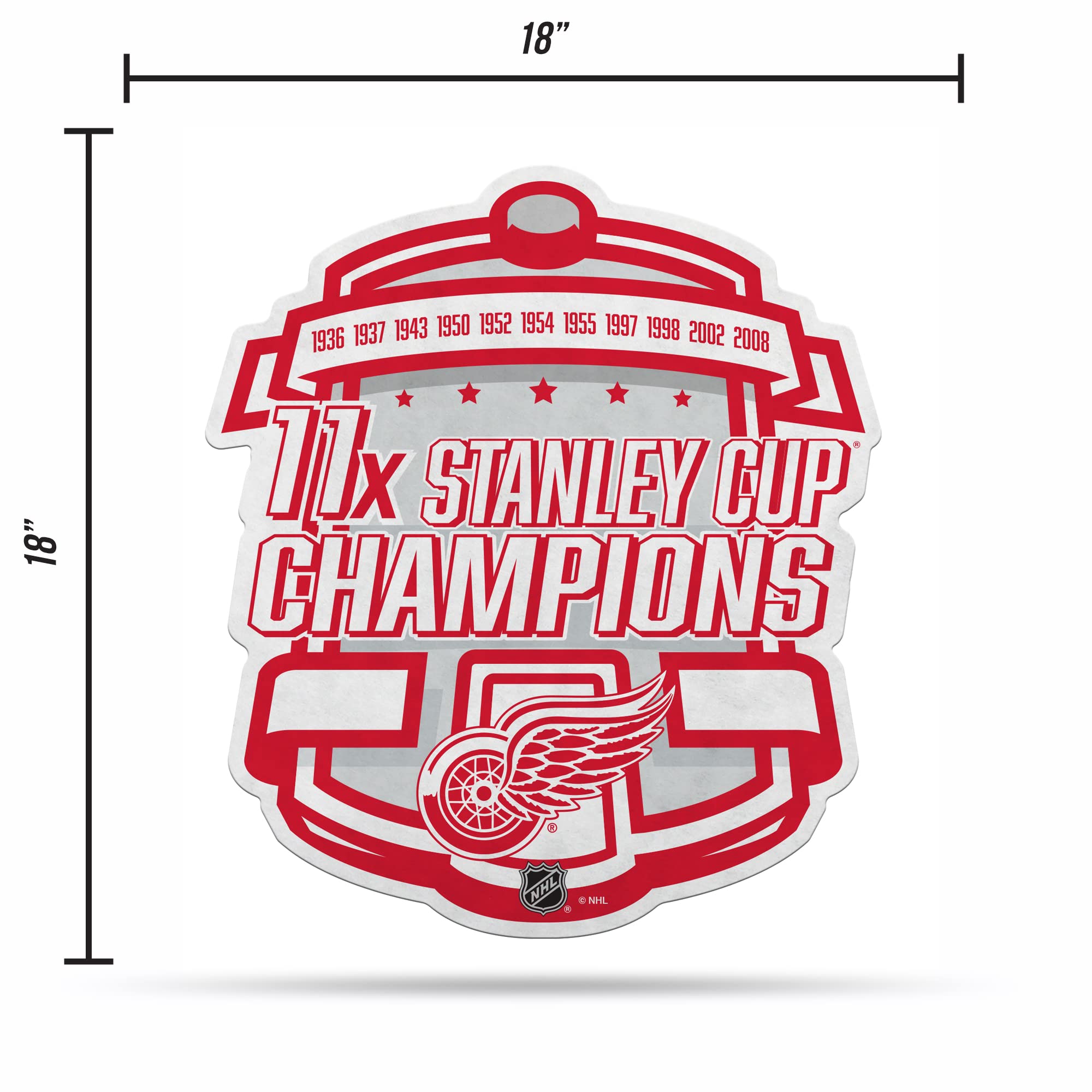 Rico Industries Nhl Hockey Detroit Red Wings Champ Shape Cut Pennant - Home And Living Room D  Cor - Soft Felt Ez To Hang