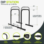 Prosourcefit Dip Stand Station, Heavy Duty Ultimate Body Press Bar With Safety Connector For Tricep Dips, Black