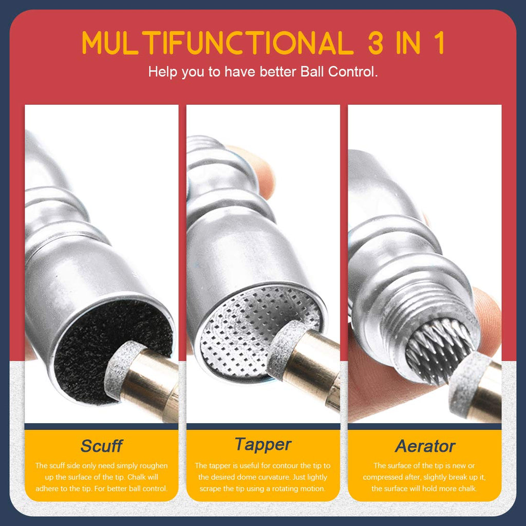Hilitchi Multifunction Bowtie Snooker Billiard Pool Cue Tip Stick Shaper Repair Tools, 3 In 1 Tool - Shaper, Scuffer, Aerator