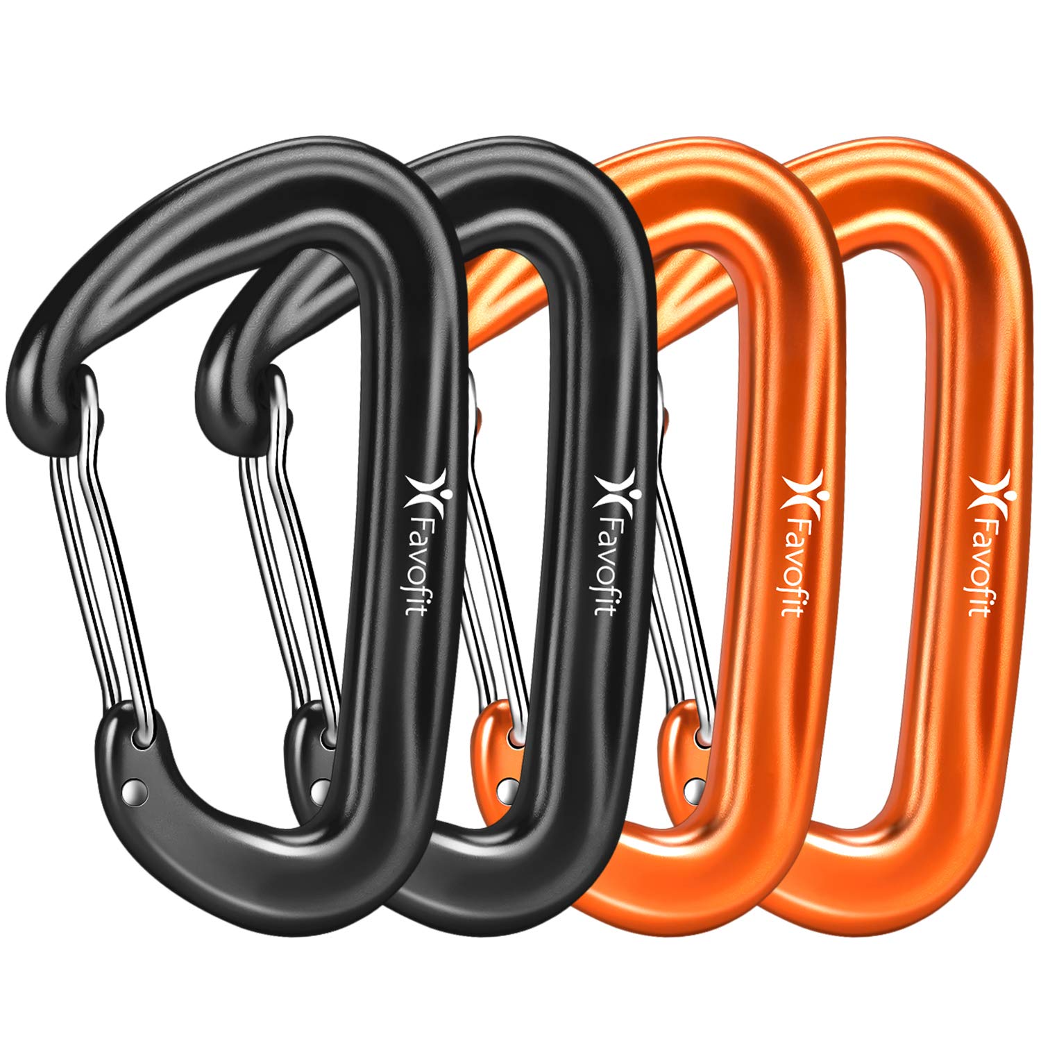 Favofit Carabiner Clips, 4 Pack, 12Kn (2697 Lbs) Heavy Duty Caribeaners For Camping, Hiking, Outdoor And Gym Etc, Small Carabine