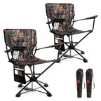 Goplus Swivel Camping Chair, 2 Pack Portable Hunting Chair For Adults W/Cup Holder & Carrying Bag, Folding 360-Degree Free Rotat
