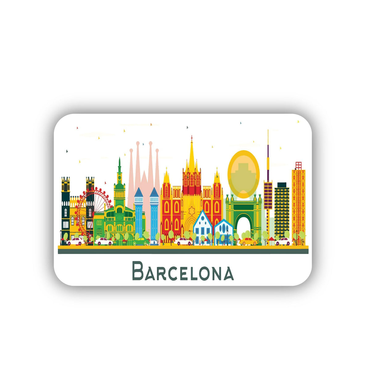 ISEE 360 Rectangular Barcelona Fridge Magnet for Kitchen Decors Office Home Refrigerator Door Decor Souvenir L X H 3 X 2 Inch | 