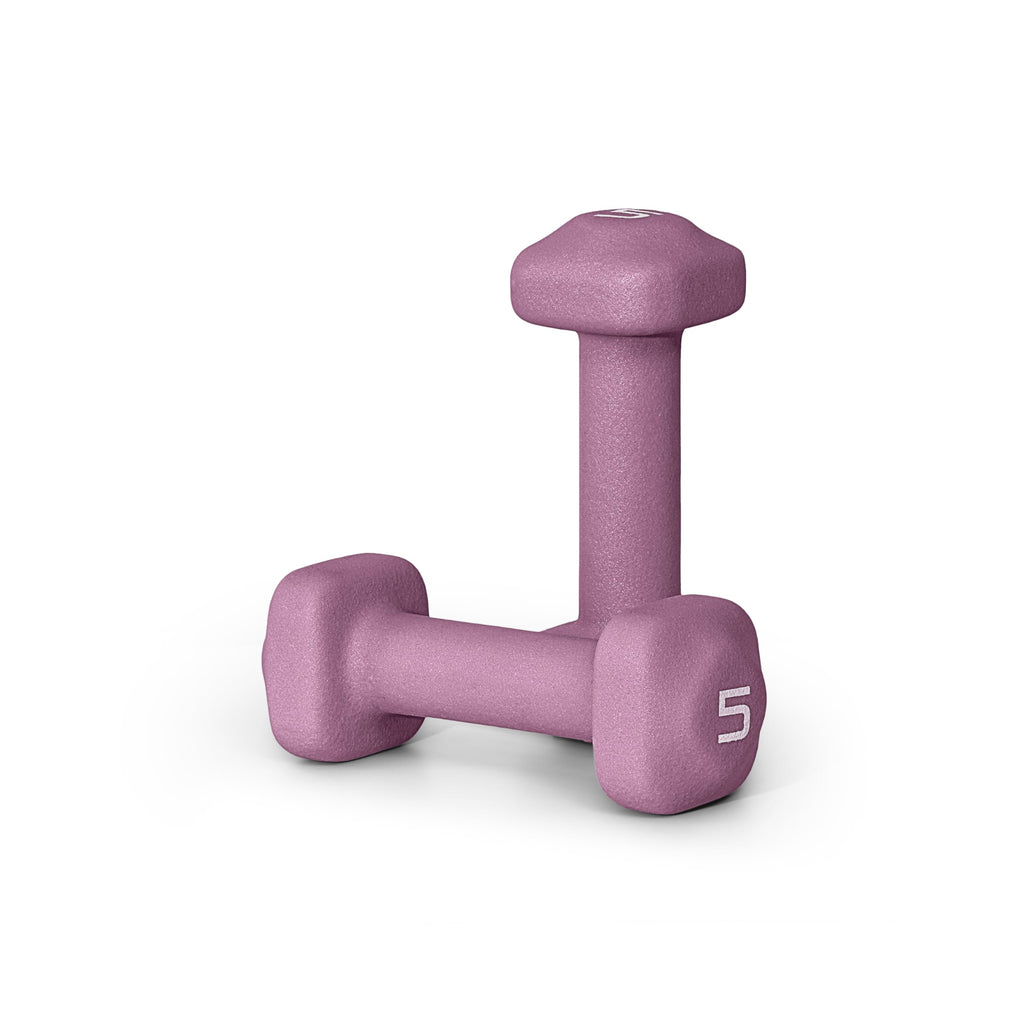 Tone Fitness 5 lb Neoprene Dumbbell Pair for Home Workouts - Non-Slip Design - Purple