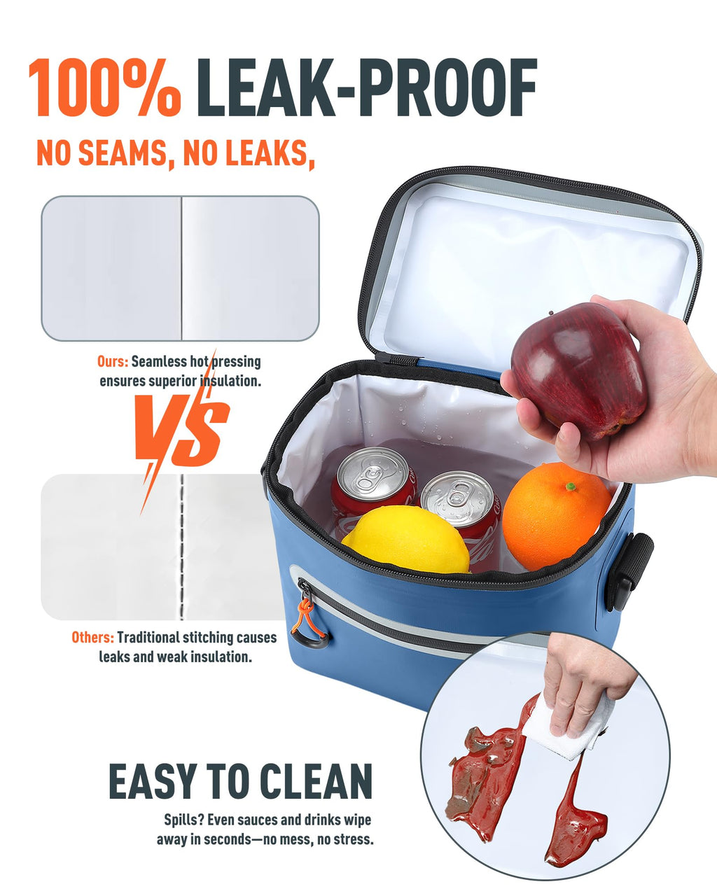 Soft-Sided Cooler Bag, 7/16/30 Can Portable Ice Chest Box, Waterproof, Leak-Proof, Insulated Cooler For Lunch, Beach, Drink, Bev