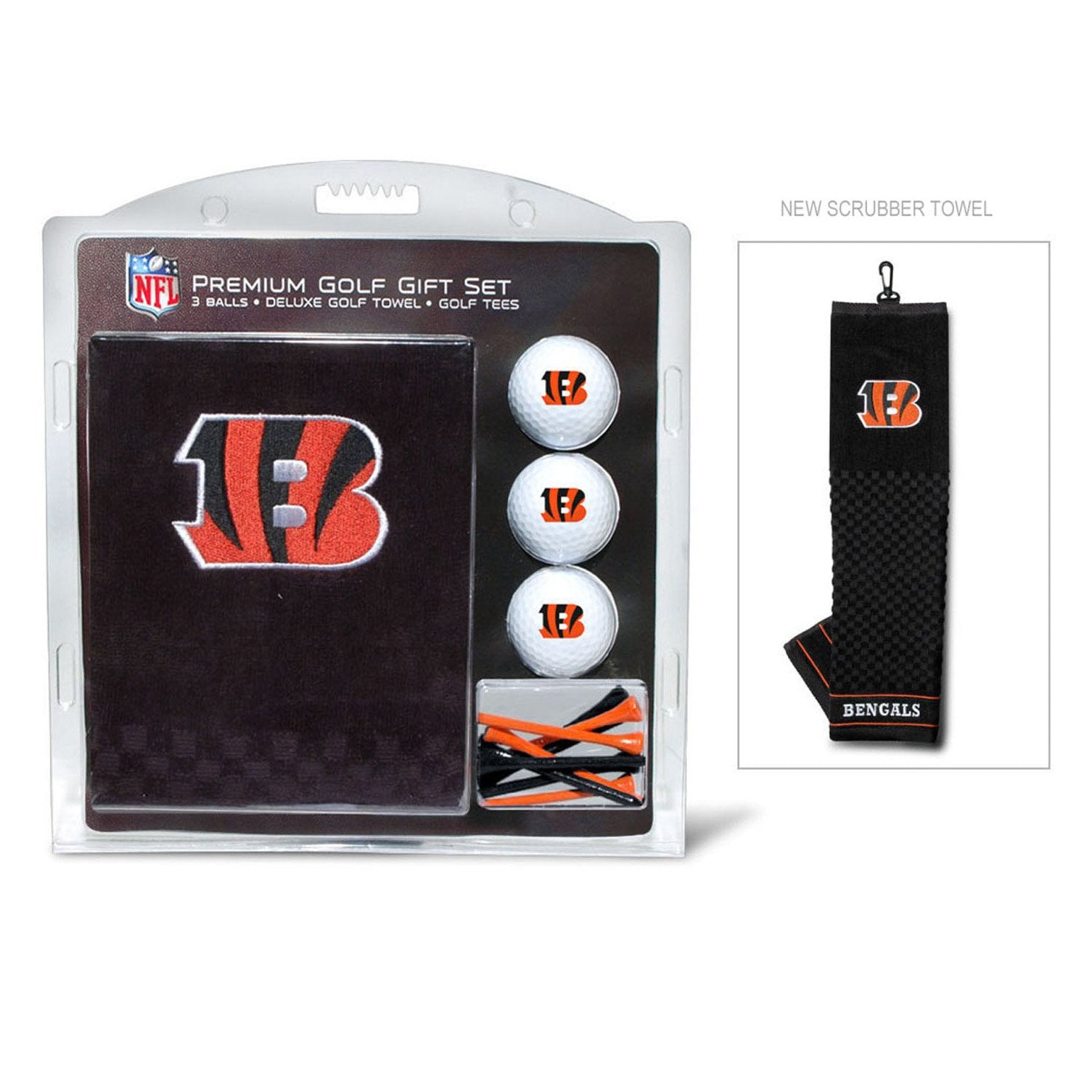 Team Golf Nfl Cincinnati Bengals Gift Set: Embroidered Golf Towel, 3 Golf Balls, And 14 Golf Tees 2-3/4'' Regulation, Tri-Fold T