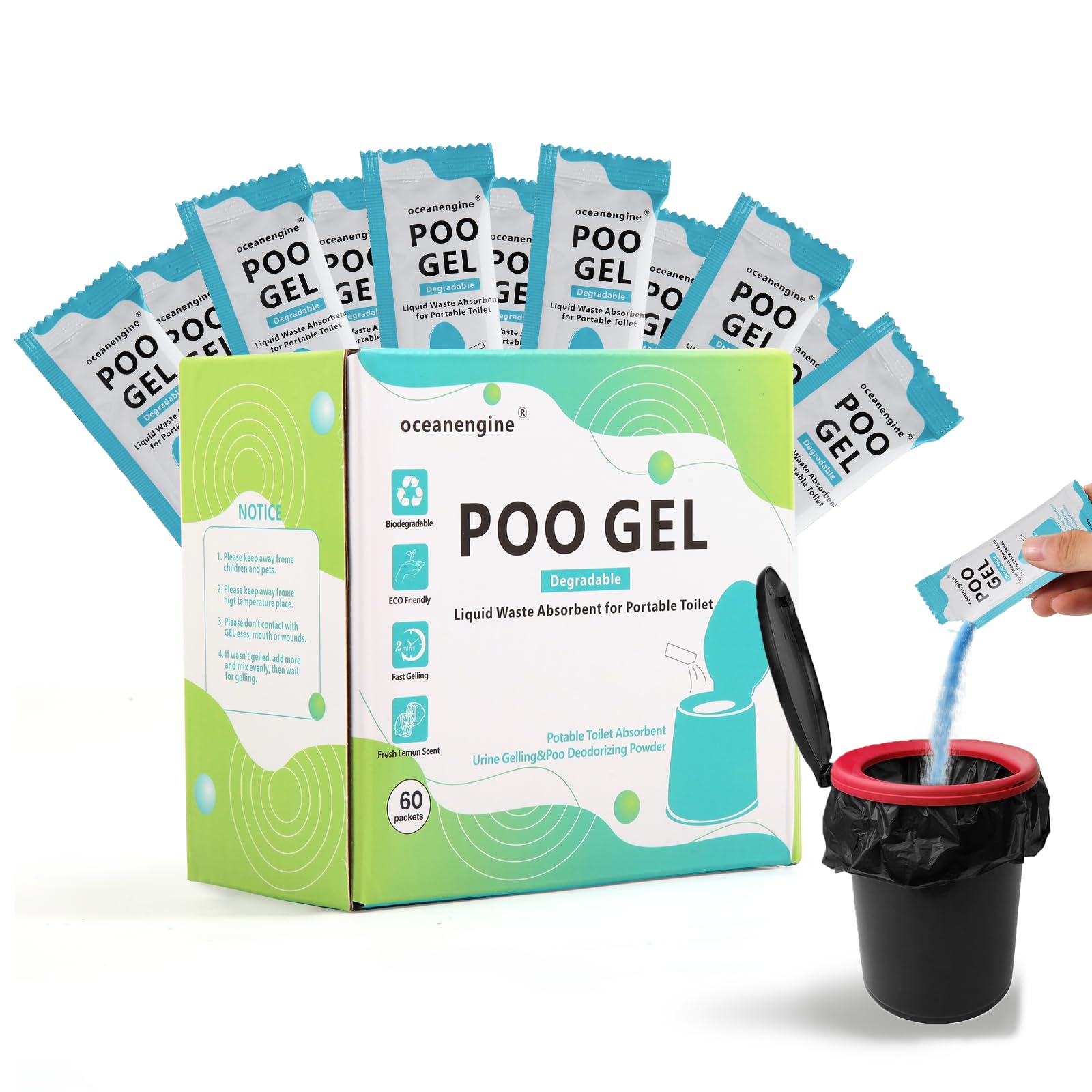 Portable Toilet Absorbent Gel, Portable Toilet Powder Poo Urine Powder For Camping Outdoor Hiking, Valentine'S Day Gift For Camp