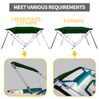 Seamander 4 Bow Marine Grade Polyester Boat Bimini Top, 600D Solution-Dyed Canvas, 4 Adjustable Nylon Straps, 2 Rear Support Pol
