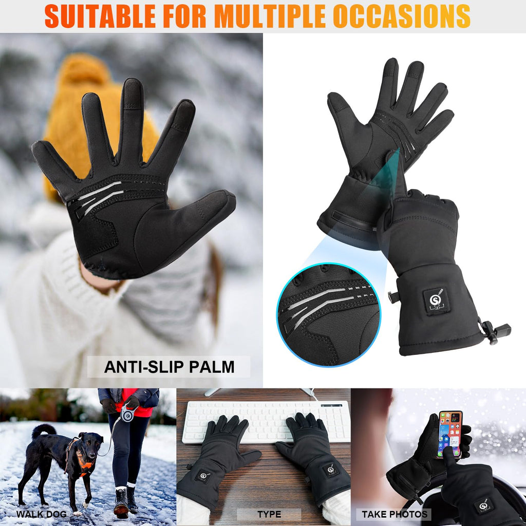 Upgraded Heated Glove Liners For Men Women, Rechargeable Electric Battery Heated Gloves Windproof Winter Glove Liners Thin Glove