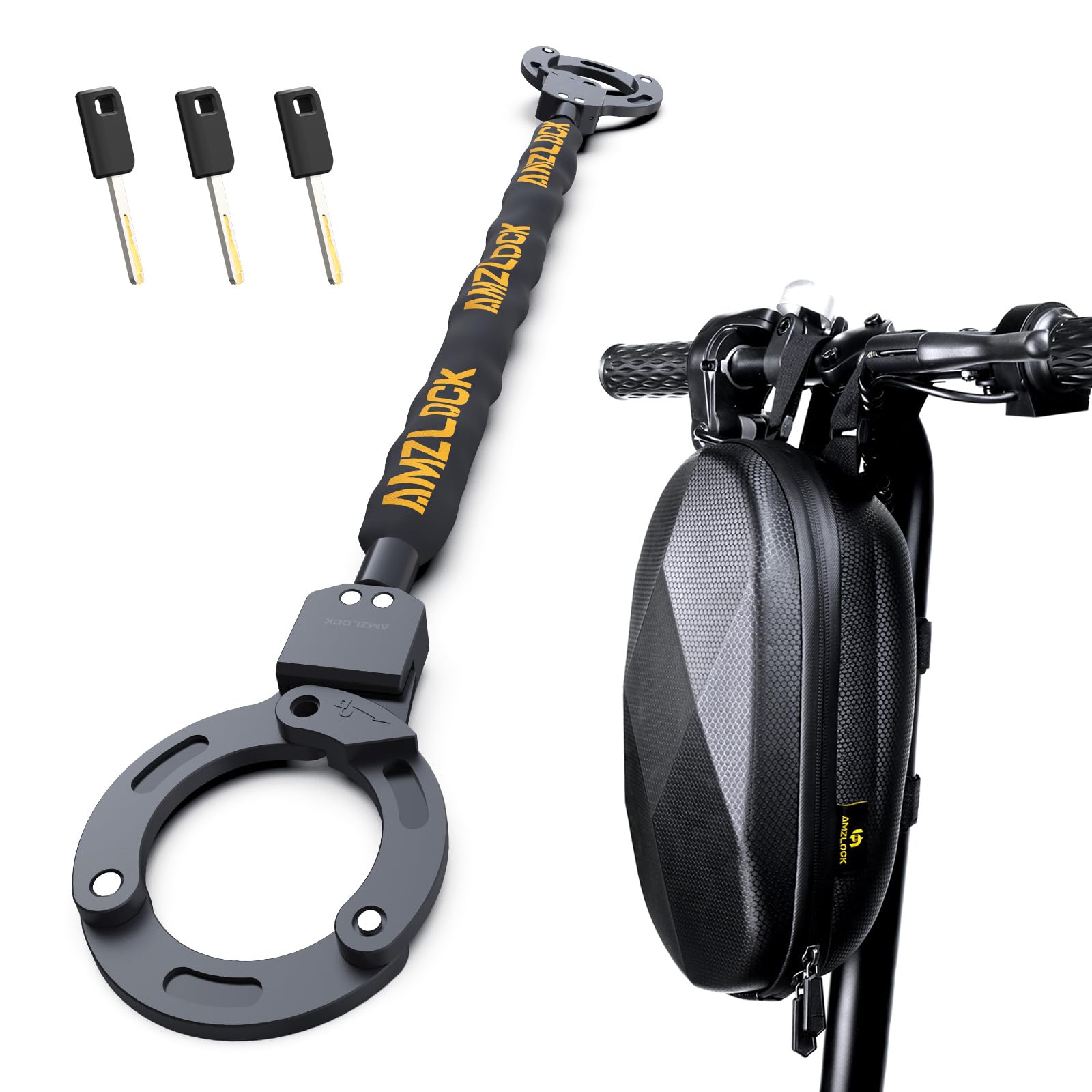 AMZLOCK Electric Scooter Lock with Bag, 3FT / 91cm Bike Chain Lock Anti-Theft, Heavy Duty Push-to-Lock Security for E-Bike, Scoo