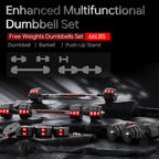 Leadnovo Dumbbells , 44Lbs 66Lbs 88Lbs 3 In 1 Adjustable Barbell, Home Fitness Weight Set Gym Workout Exercise Training With Con