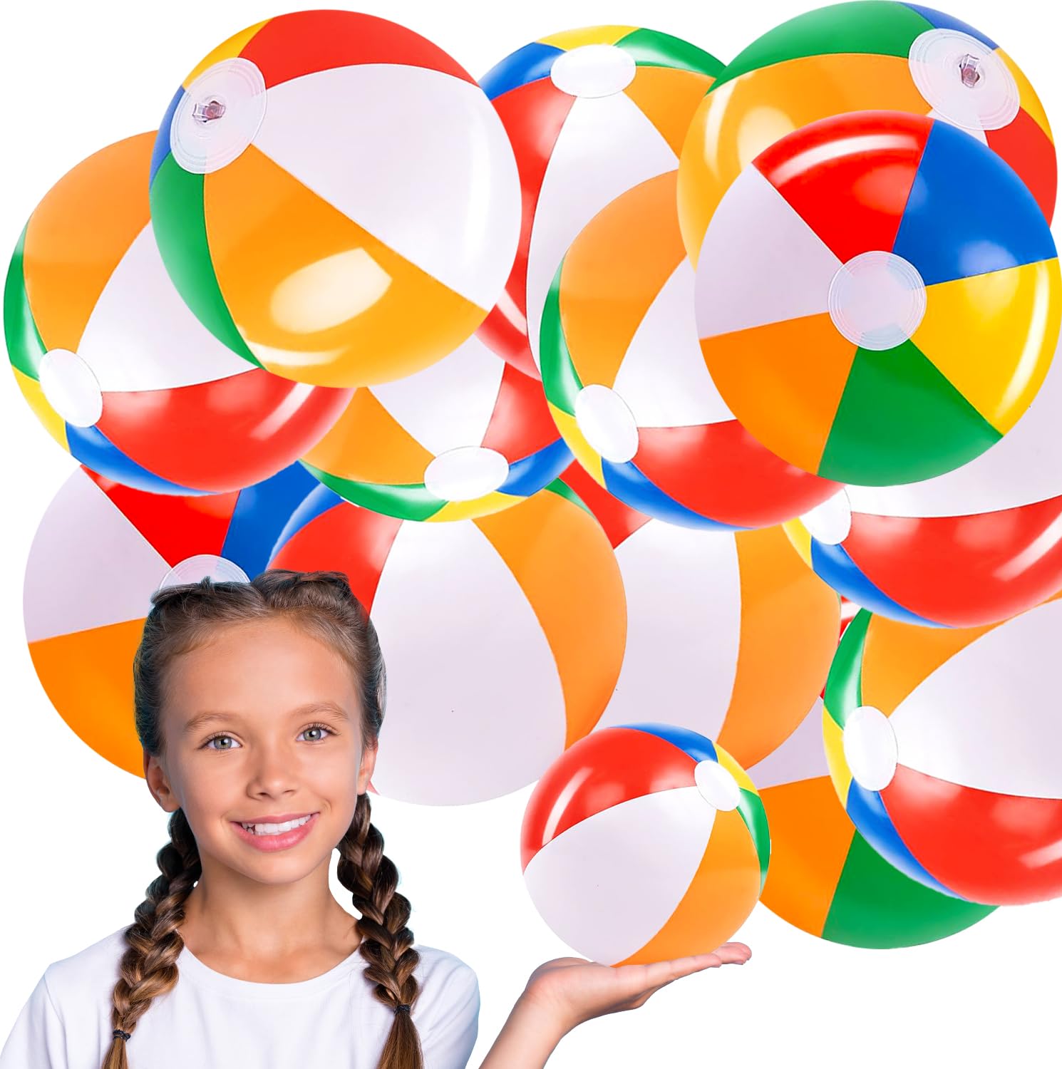 Chochkees 48 Pack 6 Inch Beach Balls - Inflatable Mini Rainbow Beach Balls Perfect ffor Swimming Pool Party and Summer Fun Toy