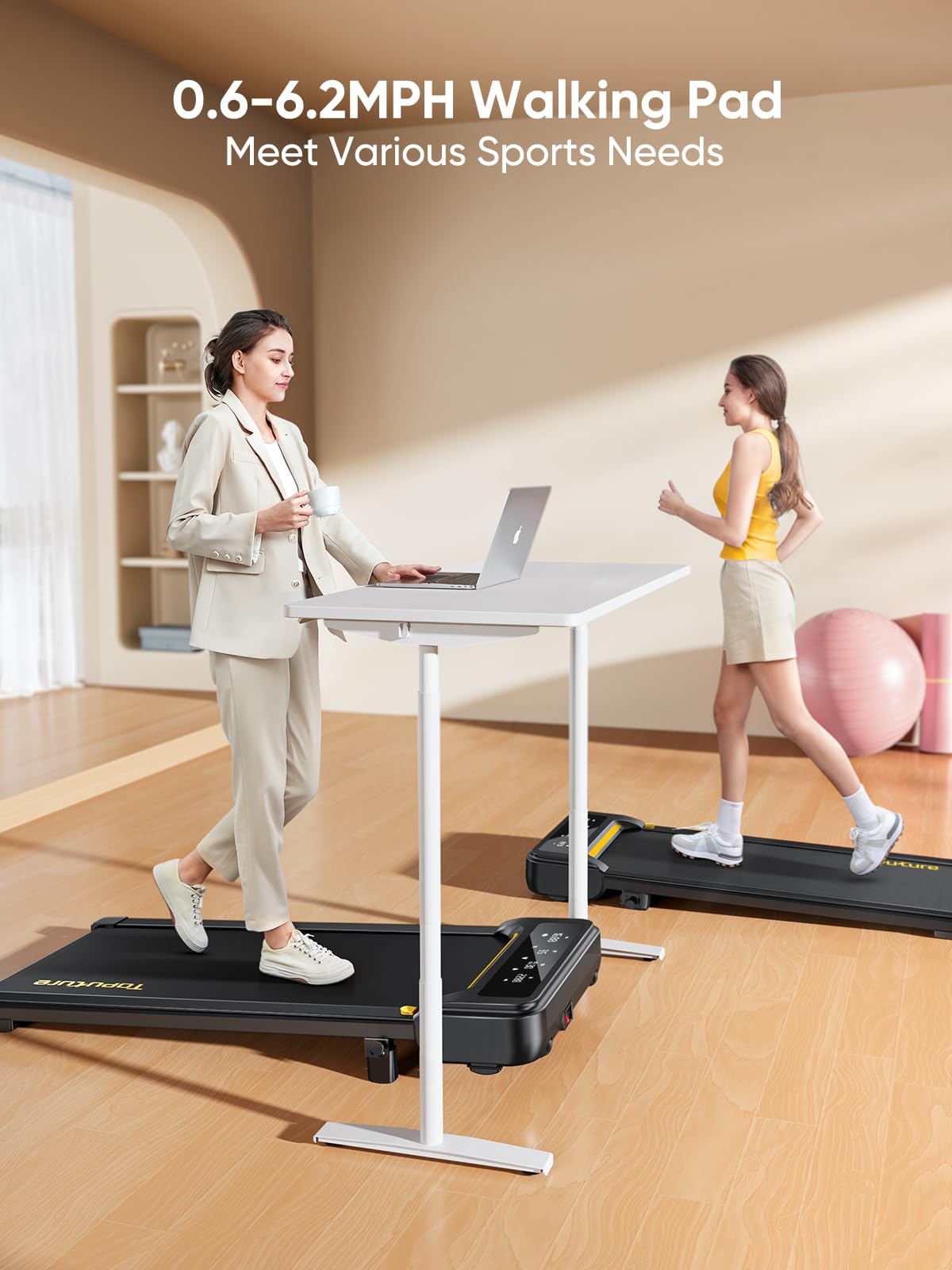 Walking Pad With Incline, Under Desk Treadmill, Portable Treadmills For Home/Office, 2.5Hp Walking Jogging Running Machine 300 L