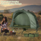 Tangkula 4-In-1 Camping Cot Tent, Foldable Off Ground Elevated Tent Set For 1 Person, Portable Tent With Waterproof External Cov