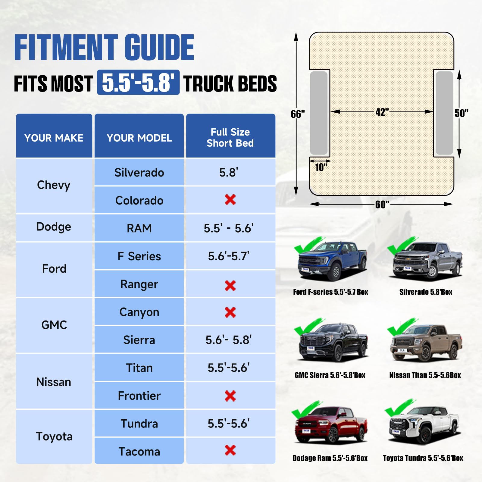 Uncle Elk Truck Bed Mattress 5.5-5.8Ft: Inflatable Air Mattress For Camping Short Truck Bed 2 Person, Air Pump 2 Pillows, Carry