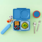 Omie OmieBox Travel Utensil Set | Fork and Spoon with Case for Easy Travel | Stainless Steel Fork and Spoon (Blue)