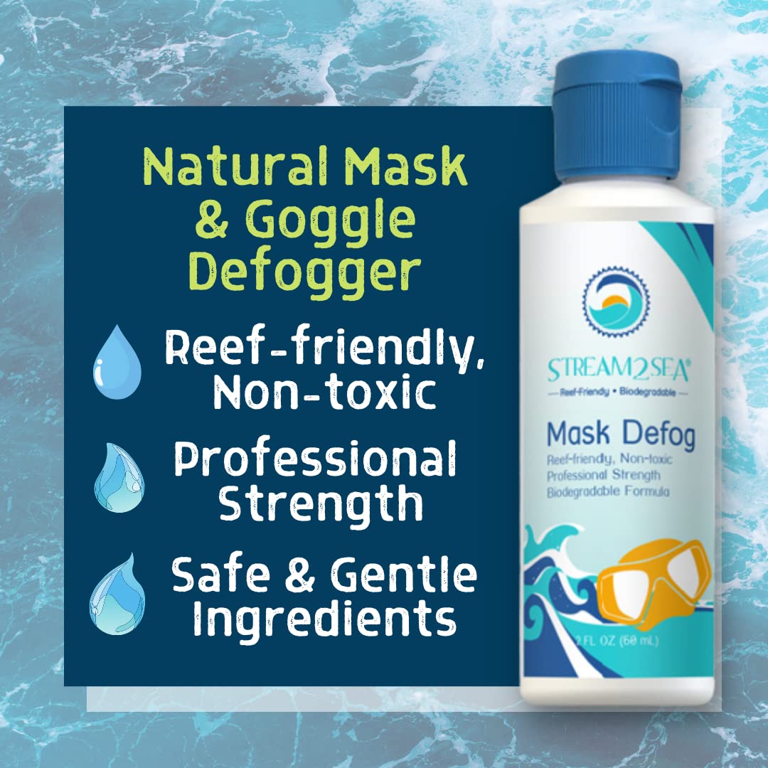 Stream 2 Sea Mask Defog, Reef Friendly Defogger Coating Anti Fog Mask For Glasses, Snorkel Mask, Scuba Divers, Ski Goggles And S