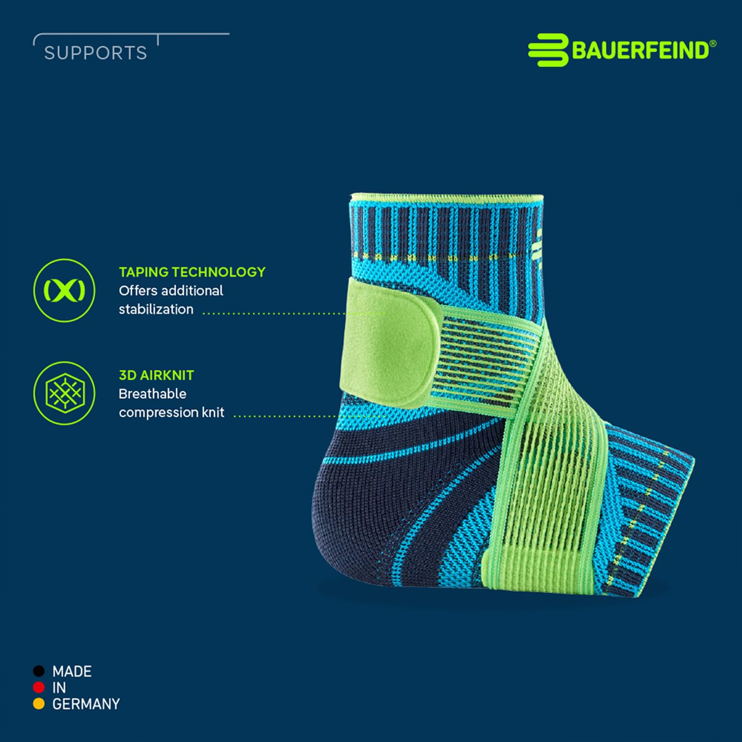 Bauerfeind Sports Ankle Support - Breathable Compression (Black, X-Smallright)