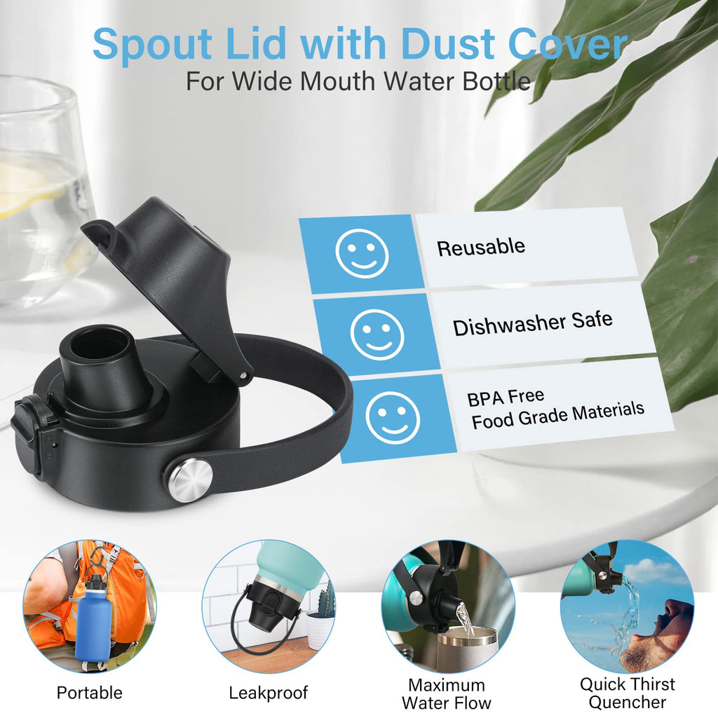 Eiposau Auto Flip Lid For Hydro Flask Wide Mouth, Great Spout Lid For Simple Modern, Takeya, Iron Flask And Other Brands, Replac