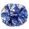 Lovecheer 2Pcs Pom Poms Cheerleading Blue And Silver Metallic Cheer Pom Poms With Baton Handle For Sports Team Spirit Party Chee