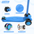 Kids Scooter,LED Lighted Wheels and 3 Adjustable Height Handlebars Scotters for Kids 3-12,3 Wheel Toddler Kick Scotter for Boys