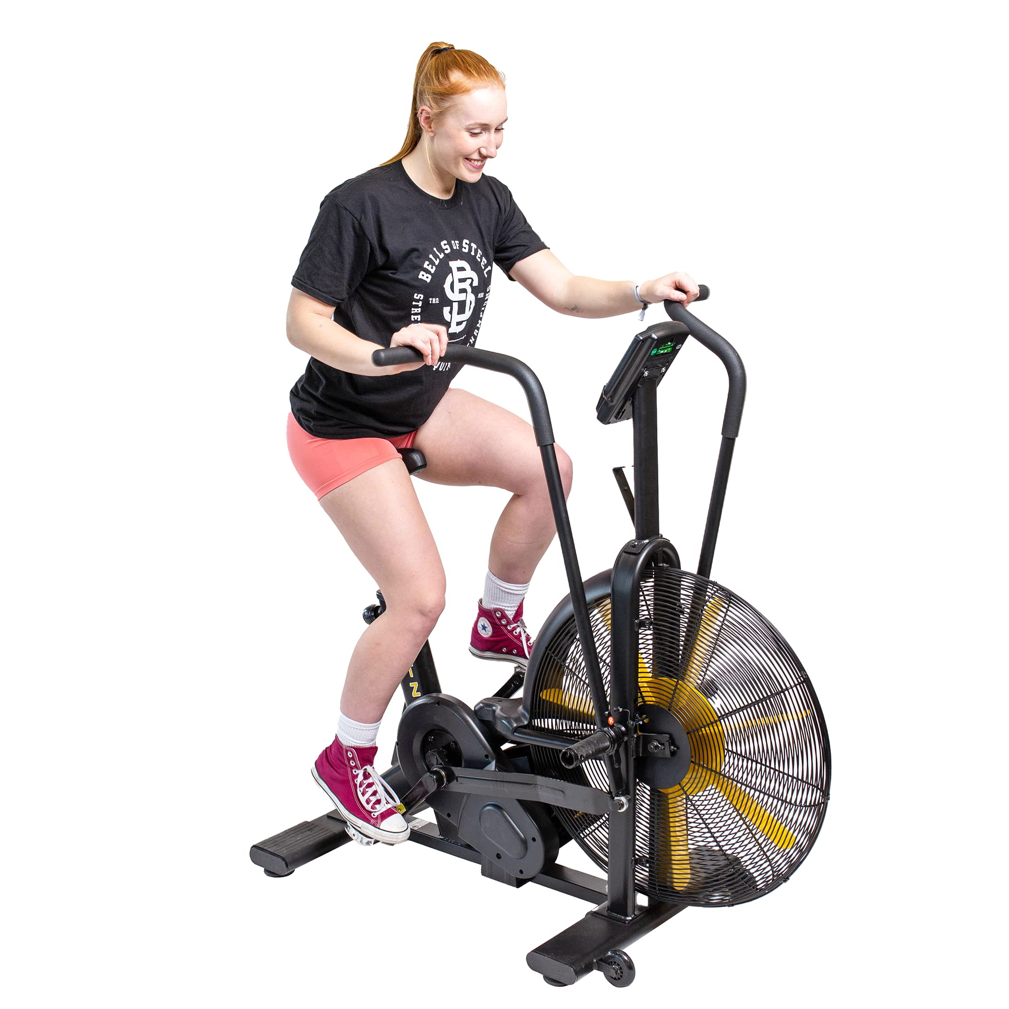 Bells Of Steel Stationary Blitz Air Bike Exercise Bike - Belt Driven Stationary Bike With Phone And Bottle Holder For Commercial
