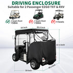 10L0L Golf Cart Enclosure Fit For 2 Passenger Ezgo Txt & Rxv, Waterproof Windproof Portable Transparent Golf Cart Cover Storage