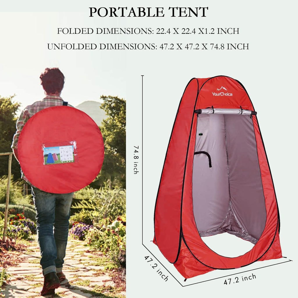 Your Choice Pop Up Privacy Shower Tent - Portable Changing Tent For Camping, Beach & Hiking - 6.2Ft Lightweight With Carry Bag,