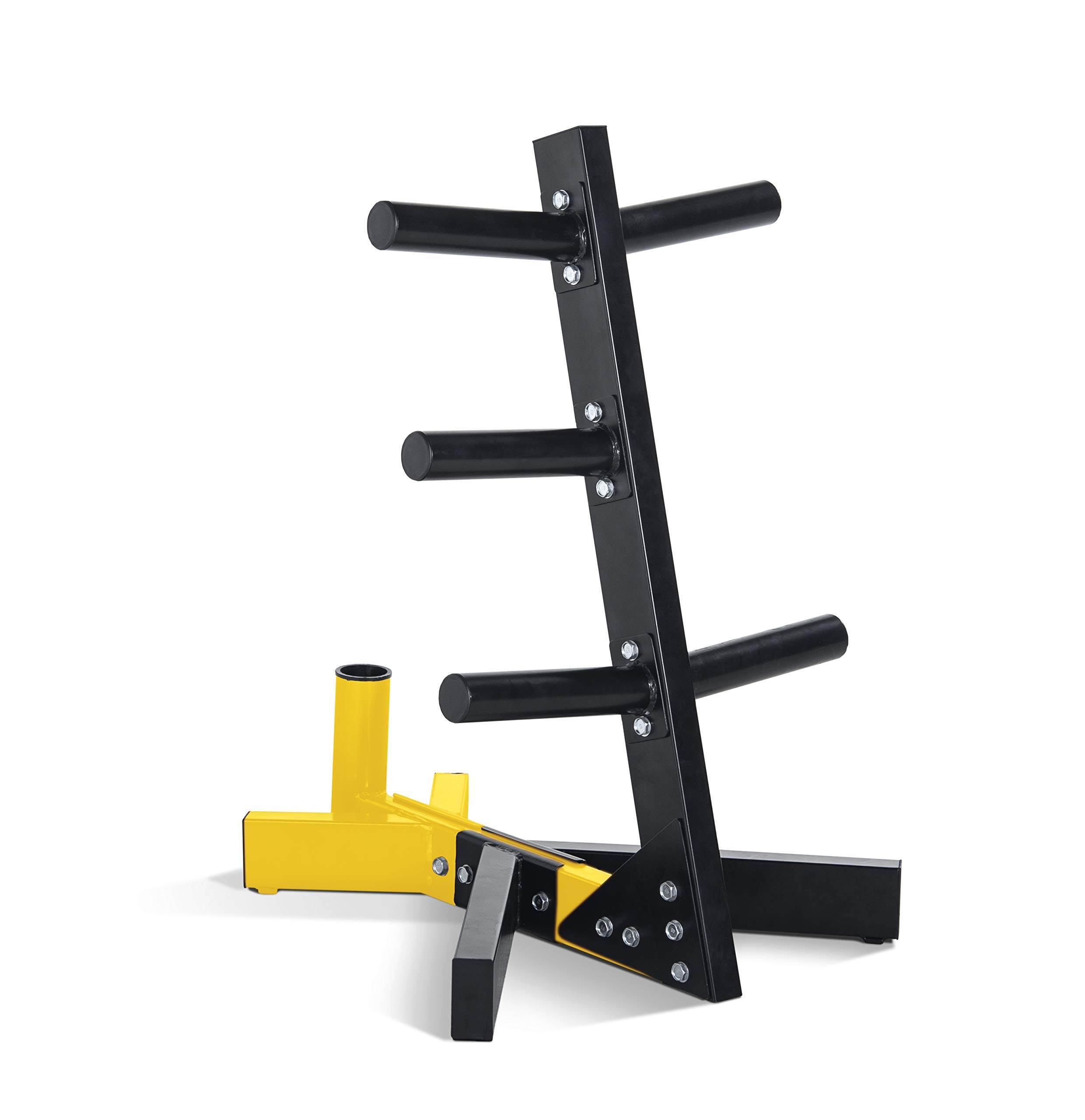 Cap Barbell Olympic Plate Tree Storage Rack For Weights And Bar, Yellow