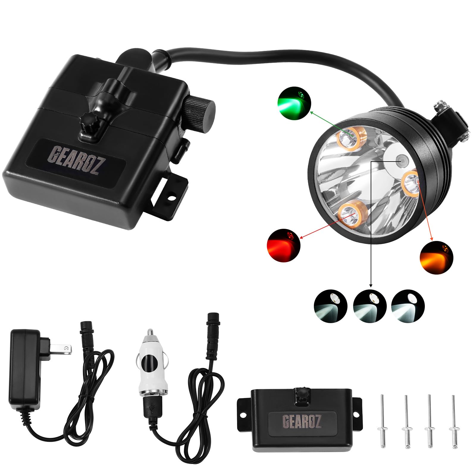 GearOZ 10W Coon Hunting Lights, 45000 Lux Rechargeable Hunter Headlamp