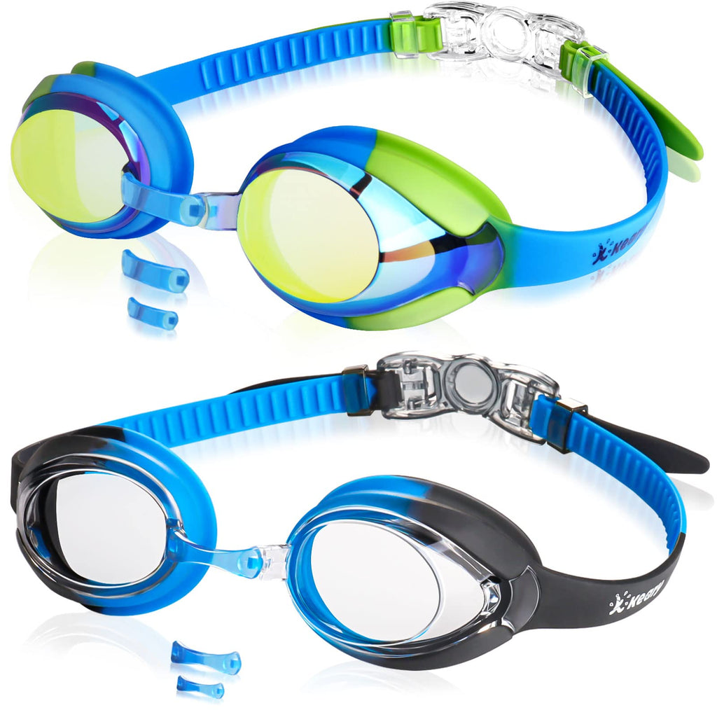 Keary 2 Pack Kids Swim Goggles Swimming Goggles For Toddler Children Girls Boy Youth, Anti-Fog Waterproof Anti-Uv Flat Lens Clea