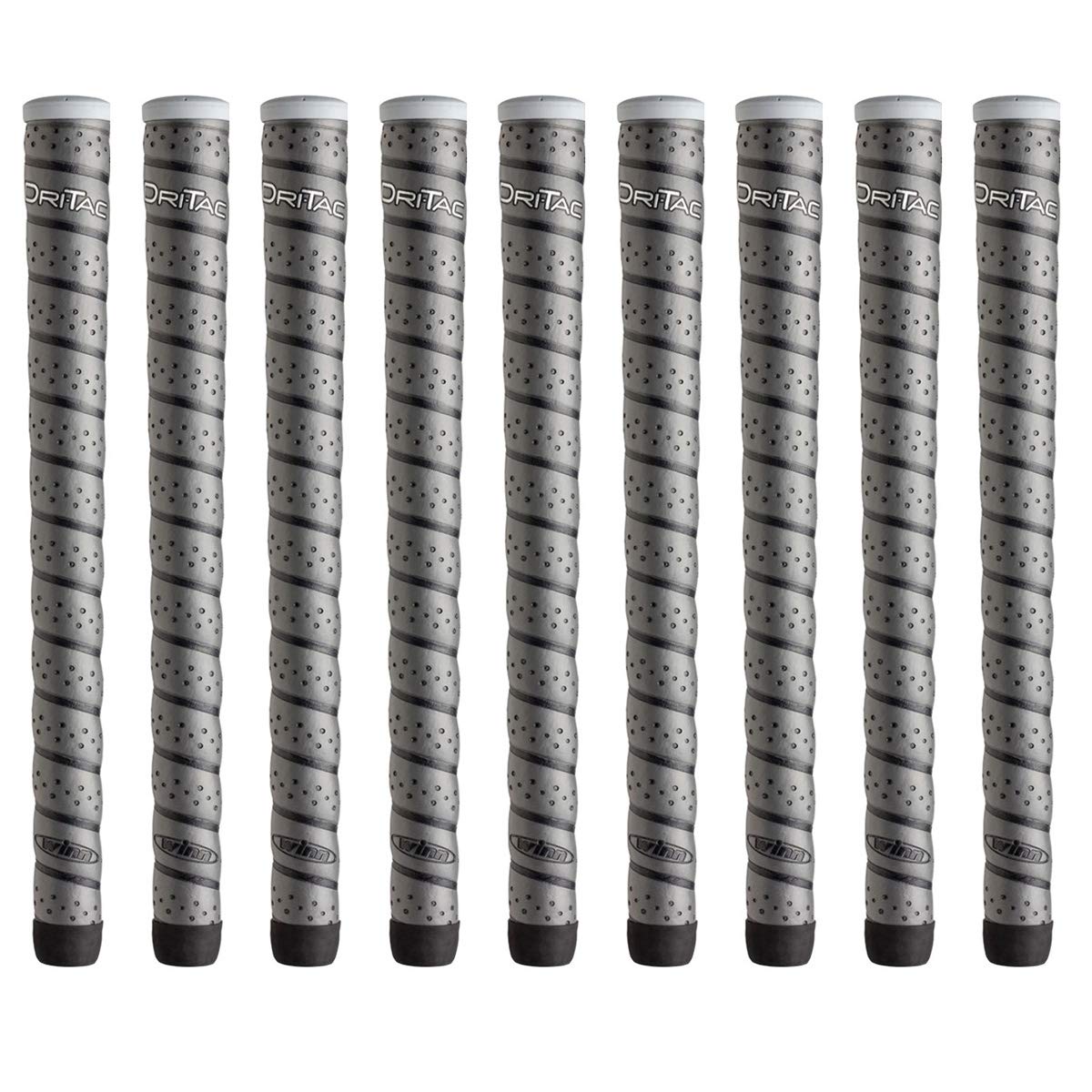 Winn Dri-Tac Wrap Oversize (+1/8'') Dark Gray Golf Grips - 9 Piece Bundle