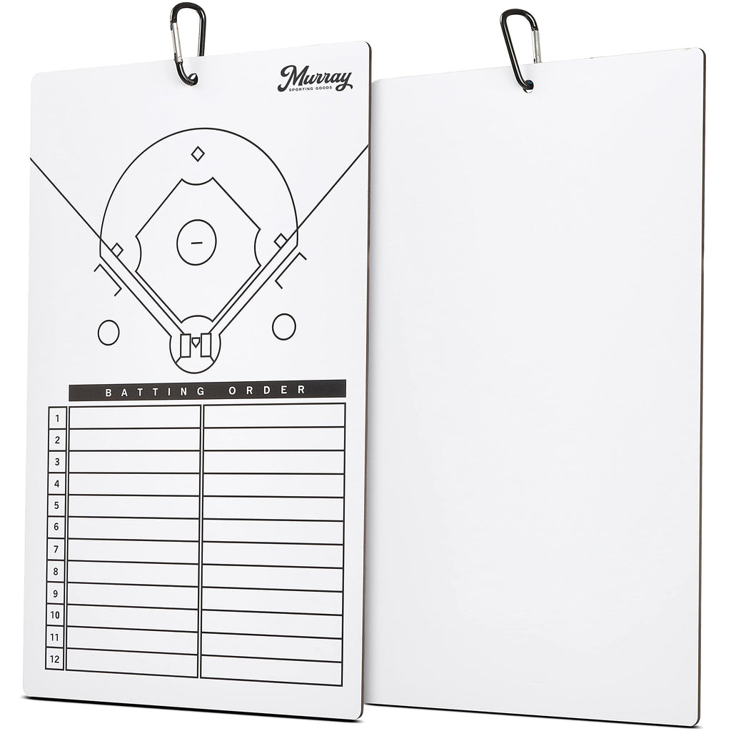 Murray Sporting Goods Baseball Dry Erase Coaches Clipboard | Double-Sided Baseball Lineup Clipboard Dry Erase White Board | Base