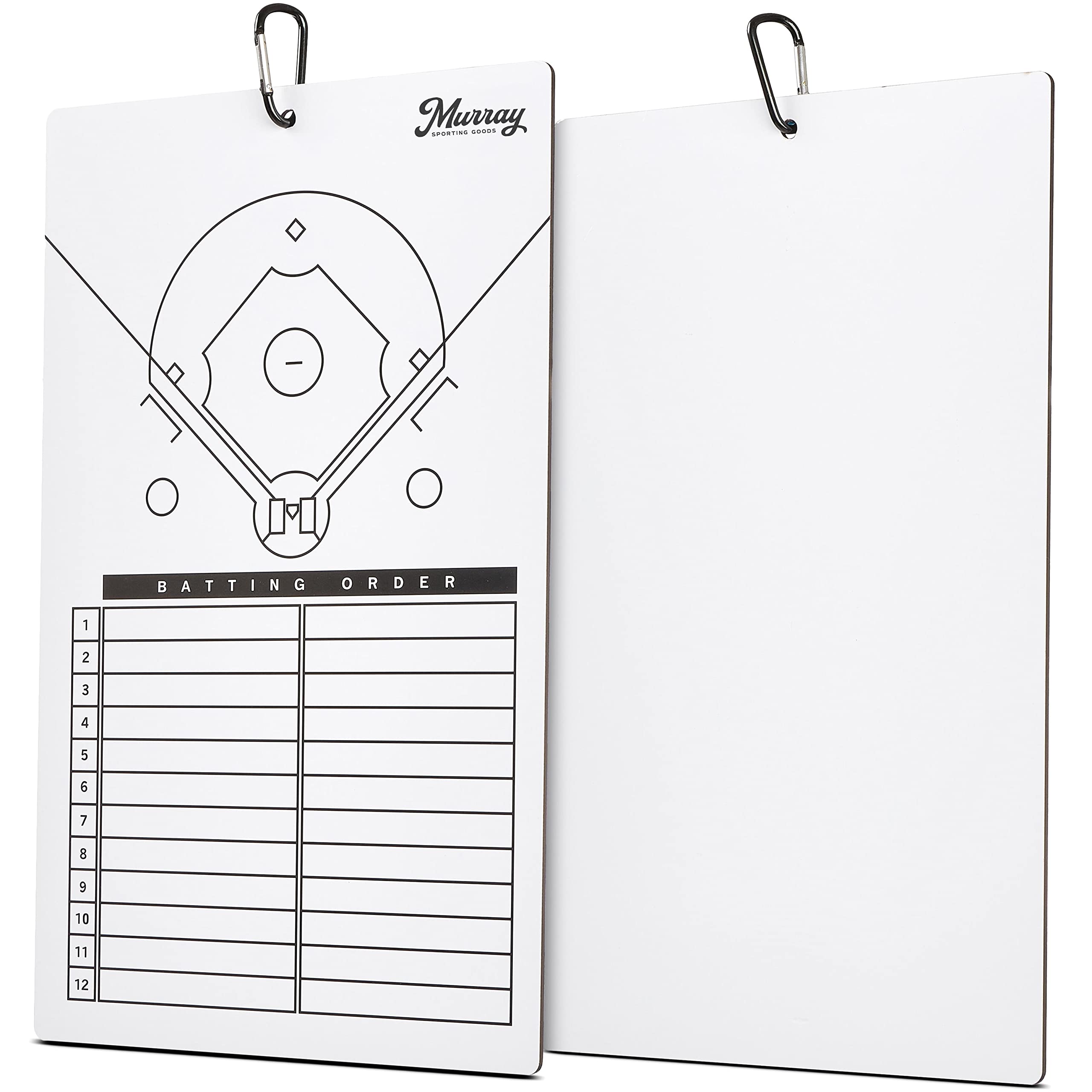 Murray Sporting Goods Baseball Dry Erase Coaches Clipboard | Double-Sided Baseball Lineup Clipboard Dry Erase White Board | Base