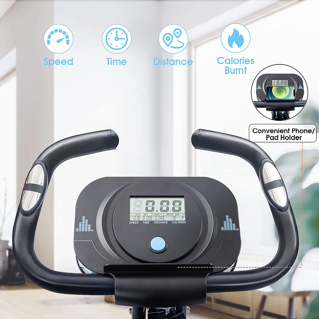 Merax Folding 3 In 1 Adjustable Exercise Bike With Resistance Bands Convertible Magnetic Upright Recumbent Bike