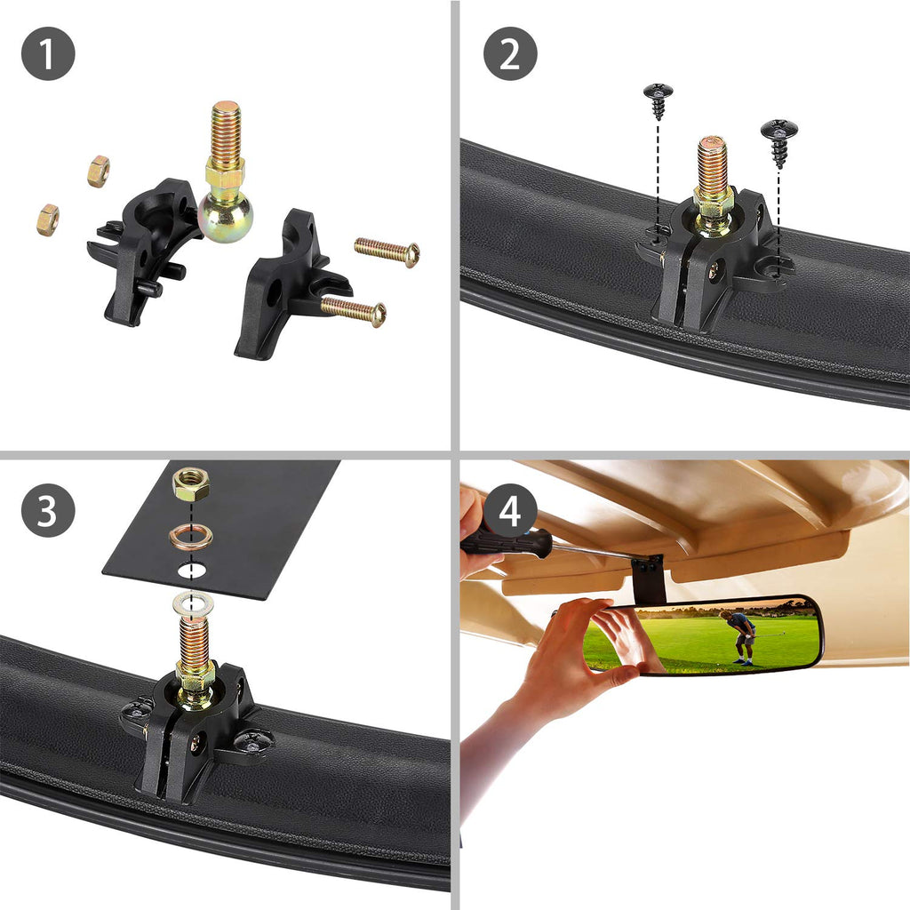 10L0L Panoramic Convex Golf Cart Mirror For Ezgo, Club Car, Yamaha, Golf Cart Rear View Mirror