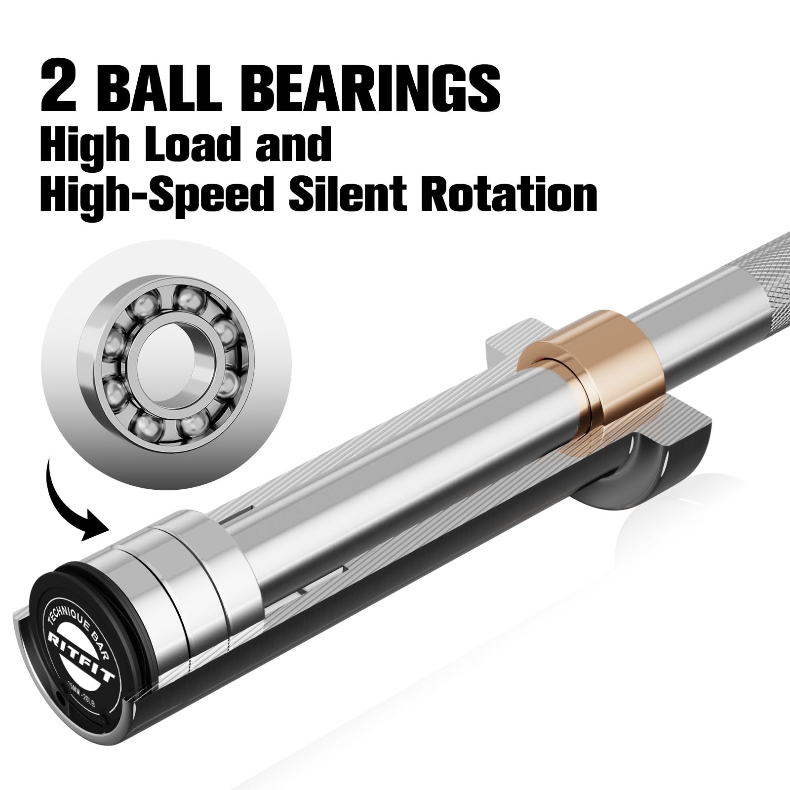 Ritfit Olympic Barbell 4Ft, 2-Inch Weightlifting Bar For Strength Training And Home Gym
