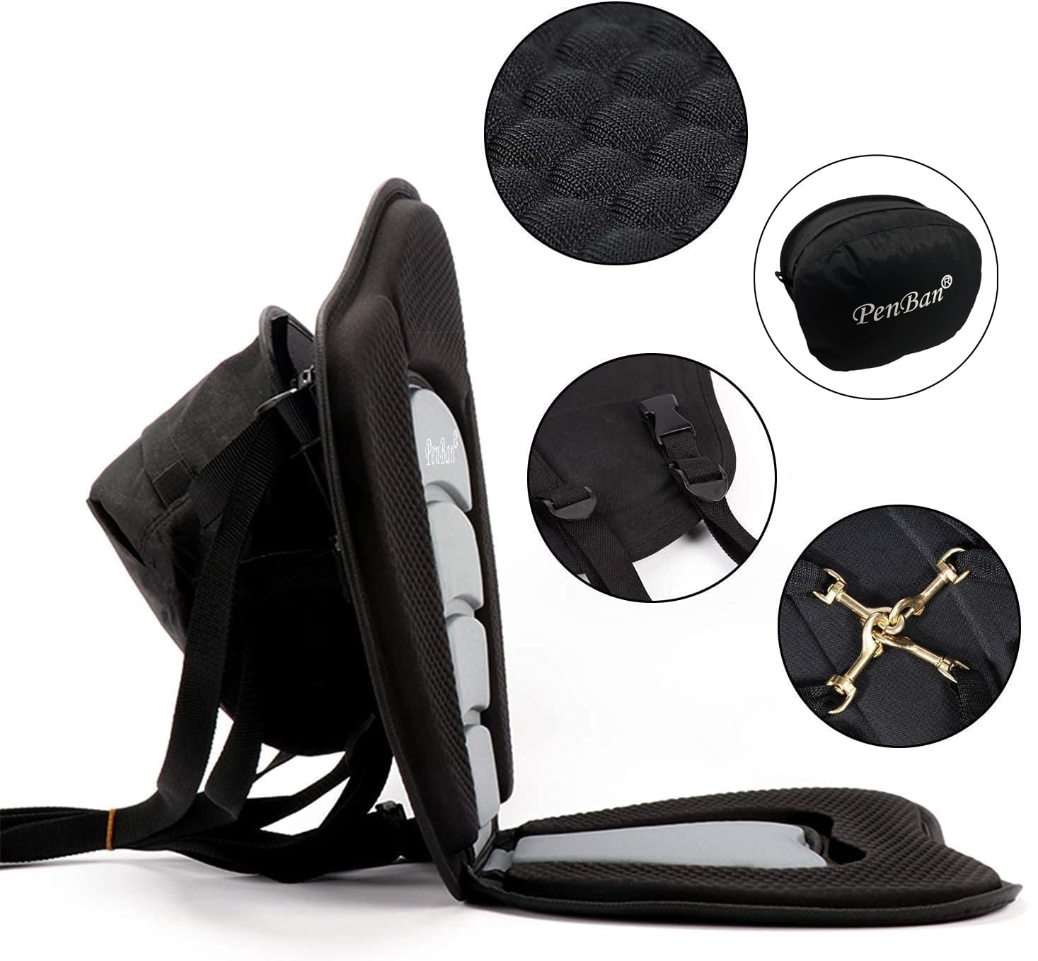 Penban Universal Deluxe Padded Kayak Seat Fishing Boat Seat With Storage Bag,Detachable Universal Paddle Board Seat,Adjustable K