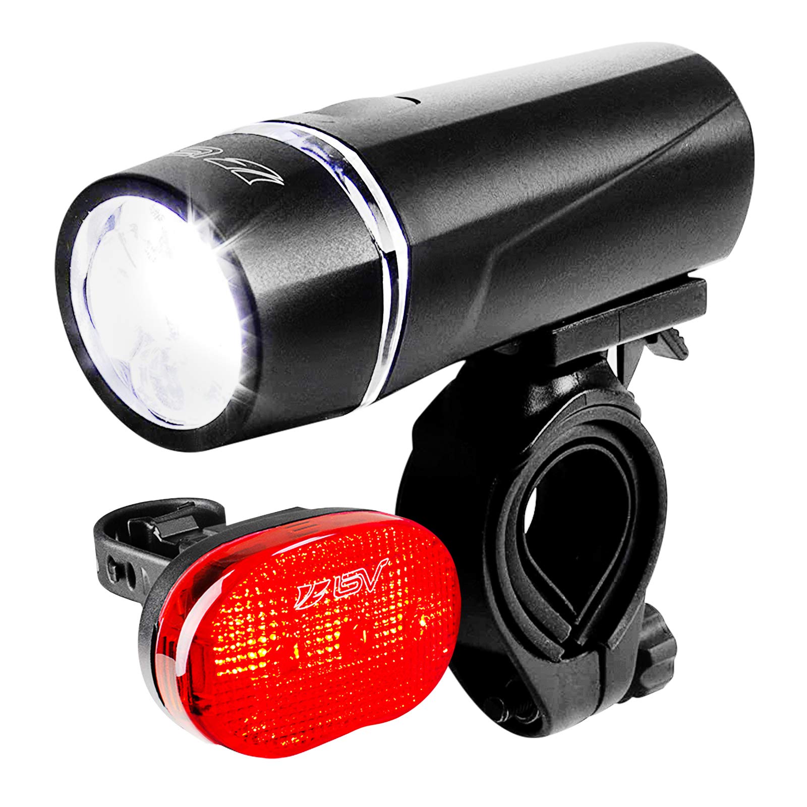 Bv Bicycle Light Set Super Bright 5 Led Headlight, 3 Led Taillight, Quick-Release, Bike Lights For Night Riding
