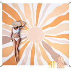 Waterproof Sandproof Beach Blanket, 9 Ft X 10 Ft Extra Large Beach Mat For 8 Adults, Lightweight Polyester Outdoor Picnic Blanke