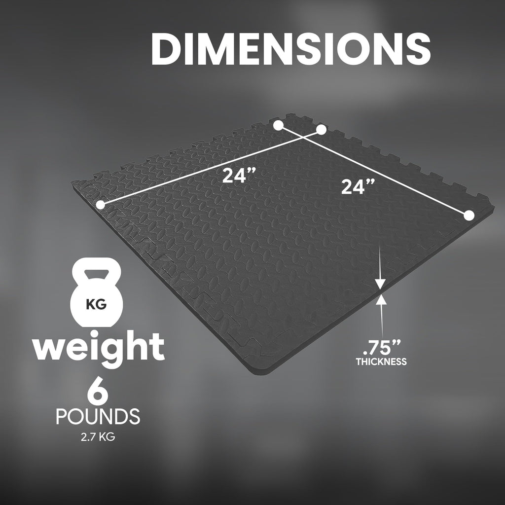 Fitvids Puzzle Exercise Mat With Eva Foam Interlocking Tiles For Mma, Exercise, Gymnastics And Home Gym Protective Flooring, 3/4