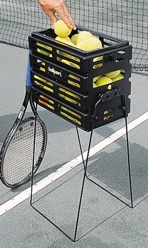 Tourna Ballport Tennis Ball Hopper Holds 80 Balls Durable And Lightweight - Black