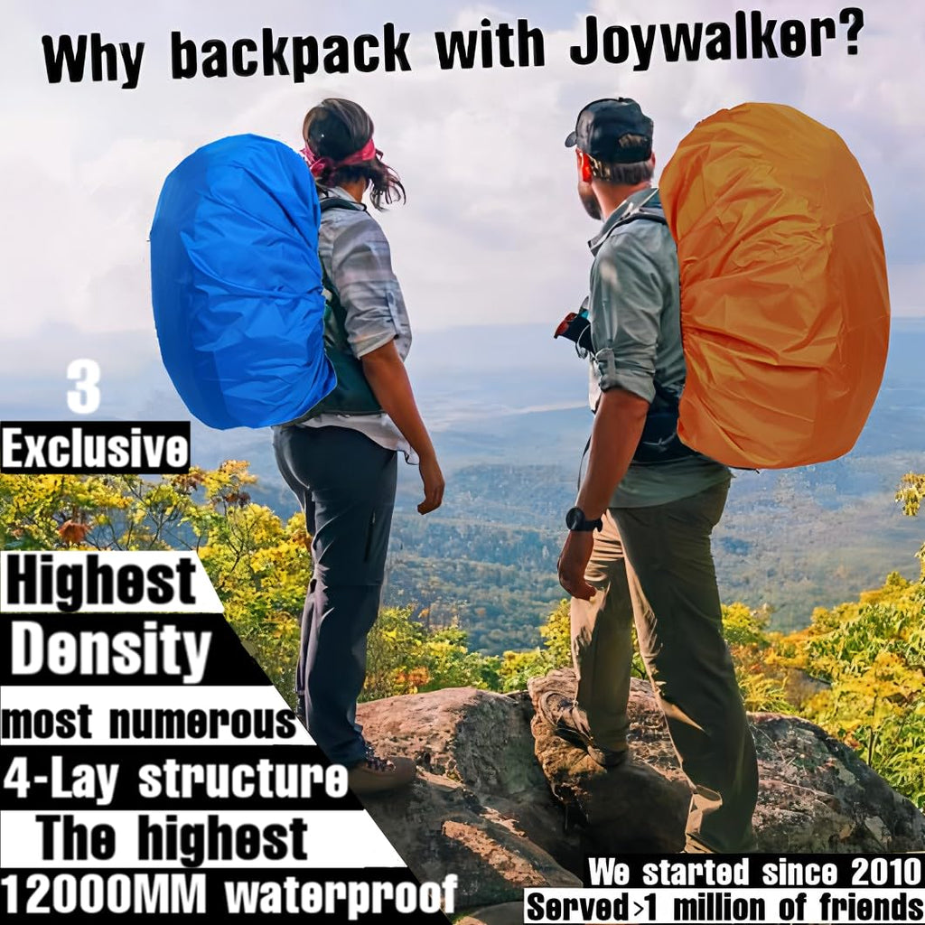 Joy Walker Backpack Rain Cover Waterproof Breathable Suitable For Hiking/Camping/Traveling (Black, Middle (For 30-40L Backpack))