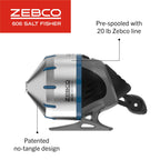 Zebco 606 Salt Fisher Spincast Reel and Fishing Rod Combo, 7-Foot 2-Piece Telescopic Rod, Med-Heavy Power, Mod-Fast Action, Size