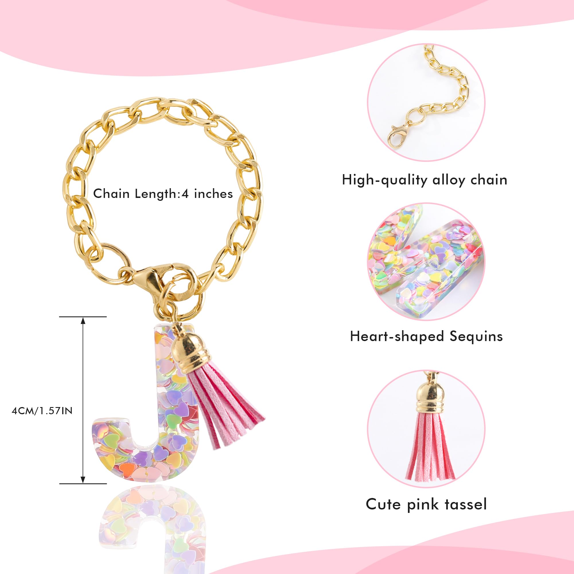 CCINPPY Letter Charm Accessories for Stanley Cup 1 PCS Cute Initial Keychain Handle Charm for Stanley Tumbler for Women Pink Let