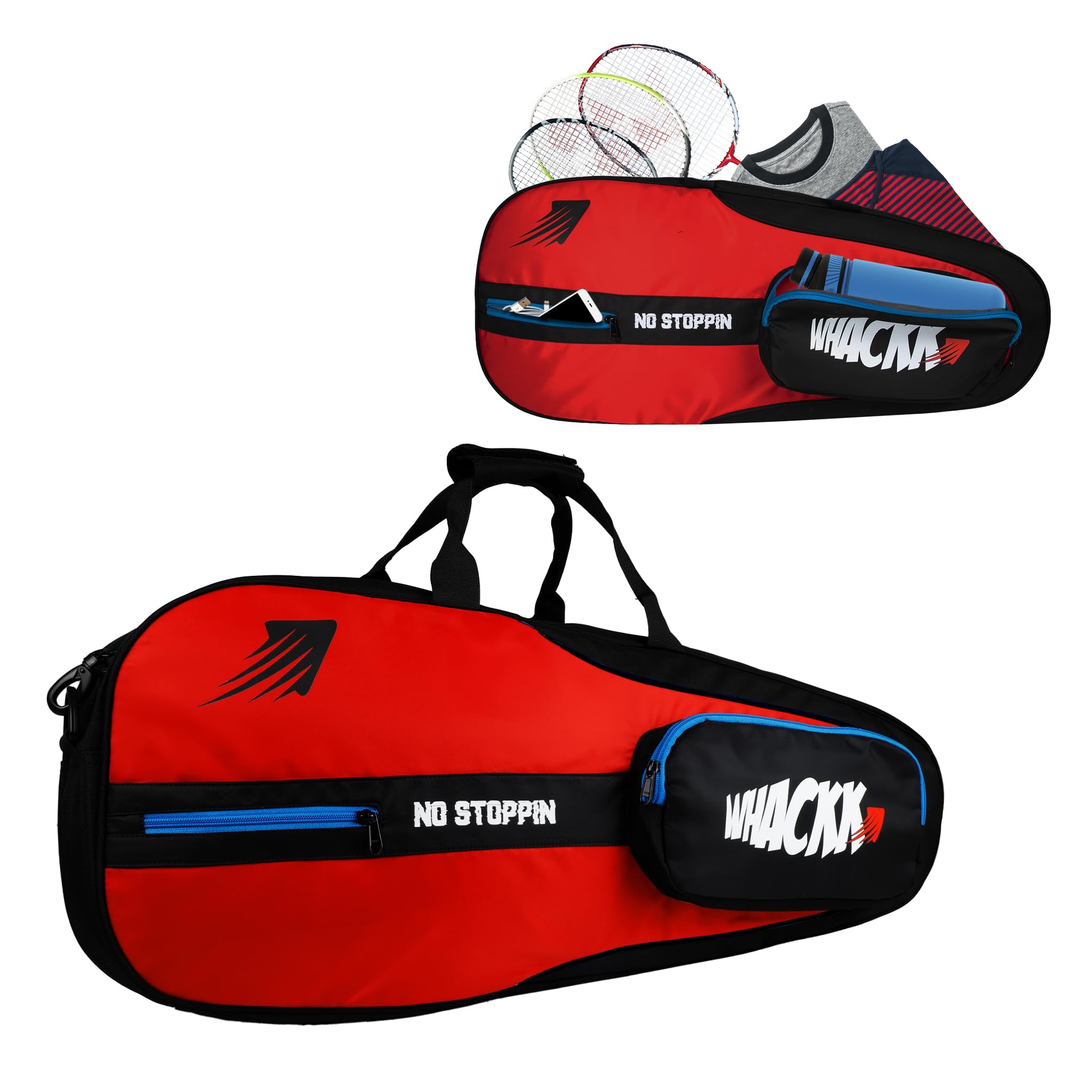 Whackk Drive| Unisex Lightwieght Tennis Badminton Squash Equipment Cover Kit Bag Shoe Pocket | Air Ventilated Pocket For Wet Clo