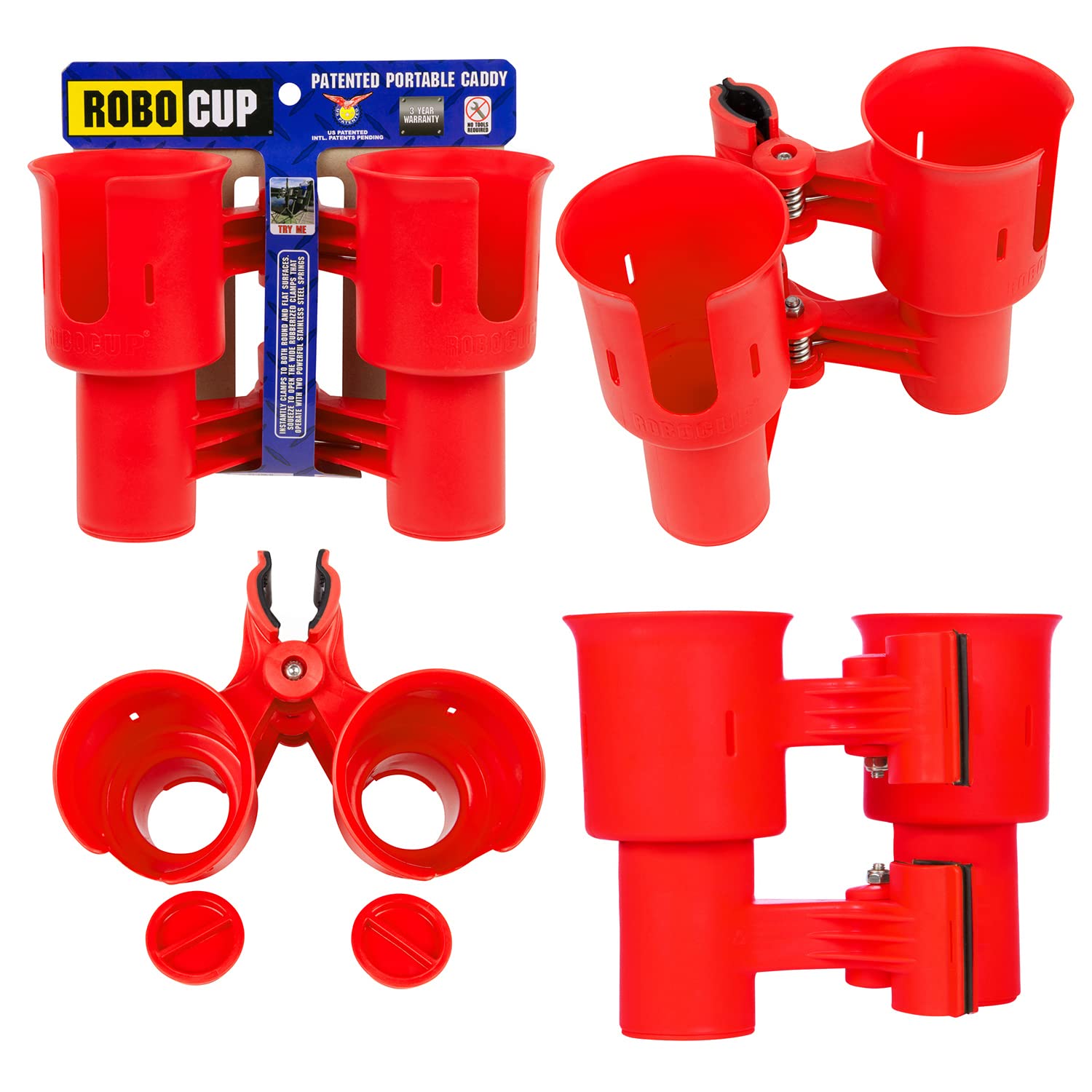 Robocup, (Red), Best Cup Holder For Drinks, Fishing Rod/Pole, Boat, Beach Chair, Golf Cart, Wheelchair, Walker, Drum Sticks, Mic
