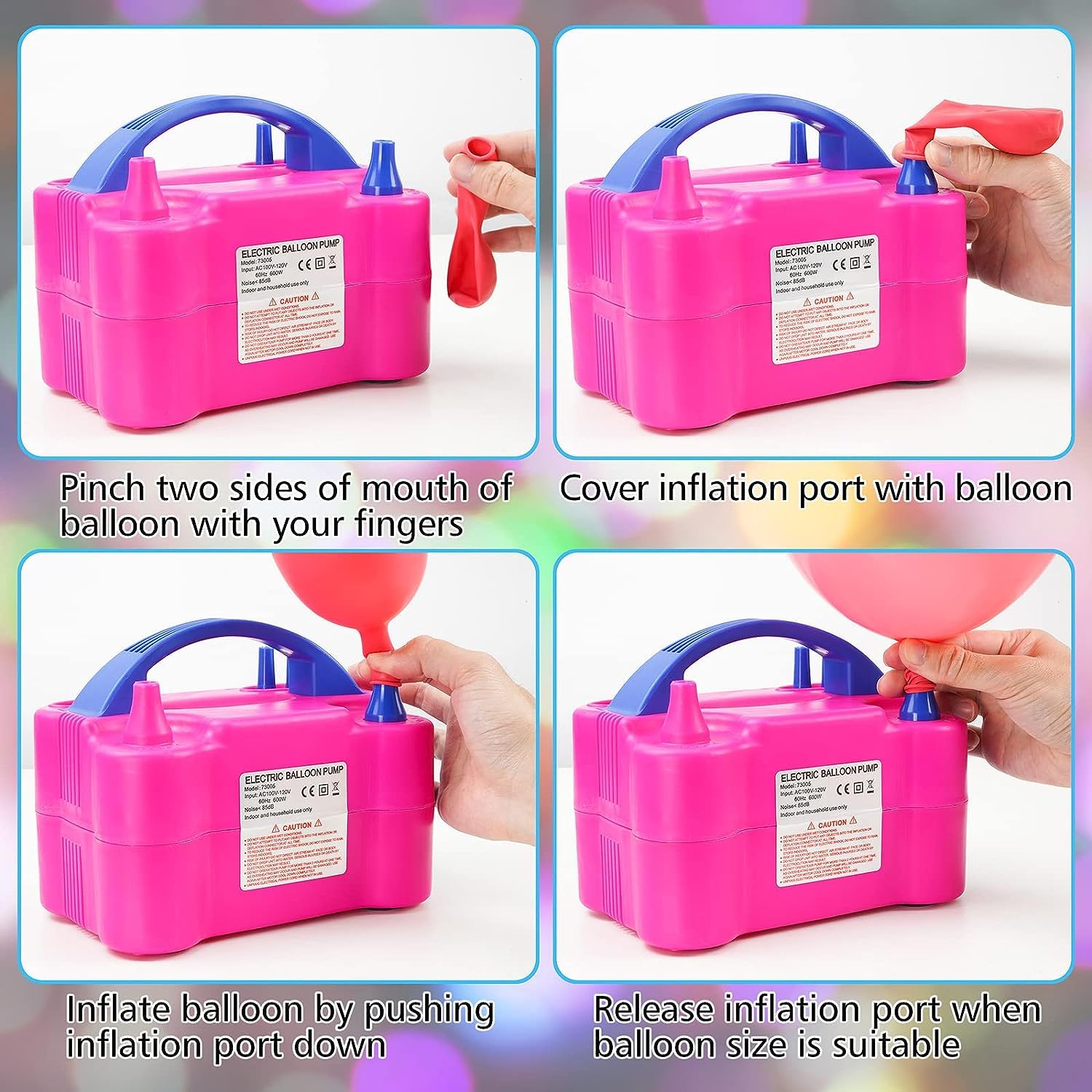 Hflyjpyw Electric Air Balloon Pump, Portable Dual Nozzle Electric Balloon Inflator/Blower For Party Decoration,Used To Quickly F