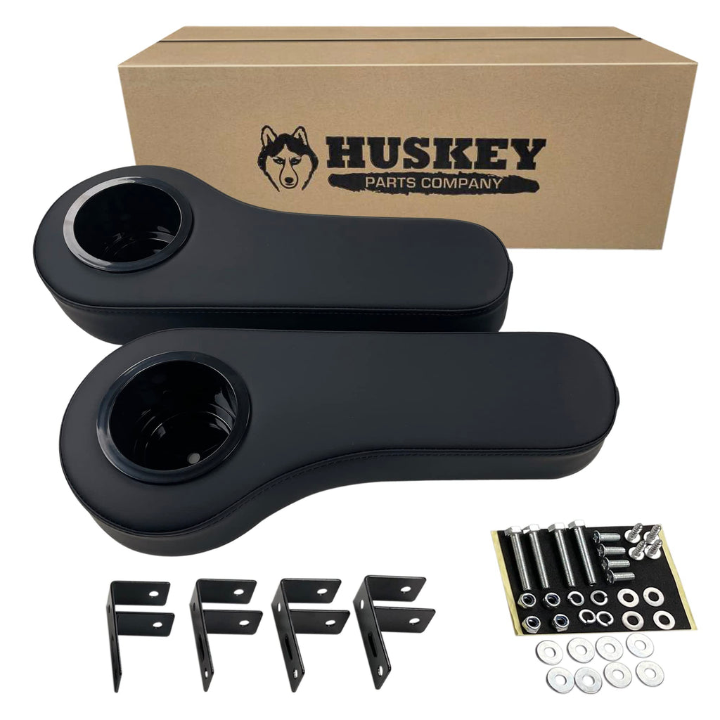 Huskey Parts Company Black Golf Cart Rear Seat Arm Rests W/Cup Holders- No Drilling Required!!