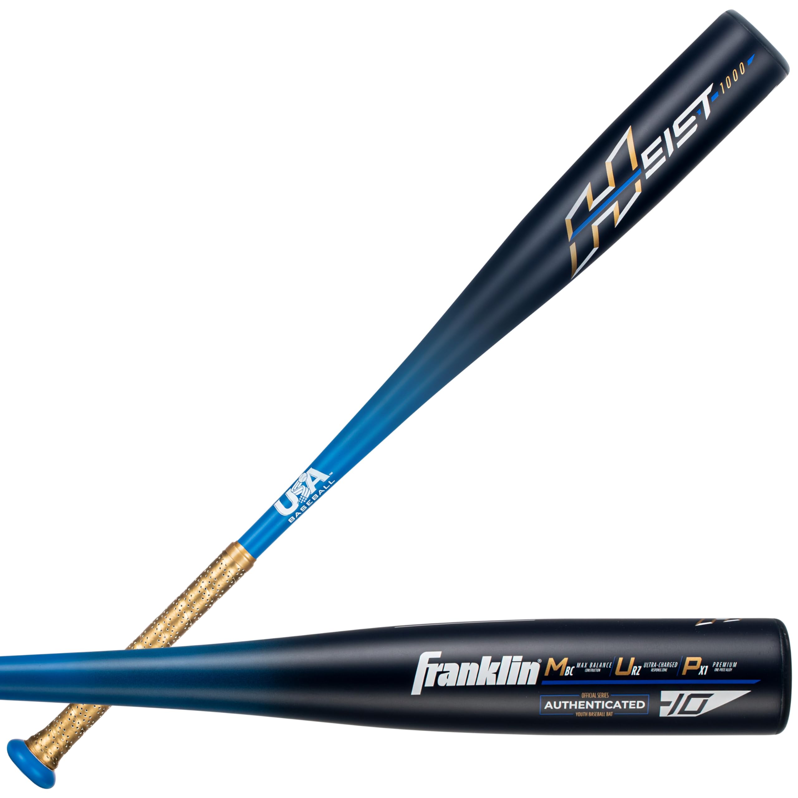 Franklin Sports Metal Youth Baseball Bat - Heist Kids Bats For Ages 8-12 - 2 5/8'' Inch Big Barrel - Youth Drop -10 Aluminum Bat