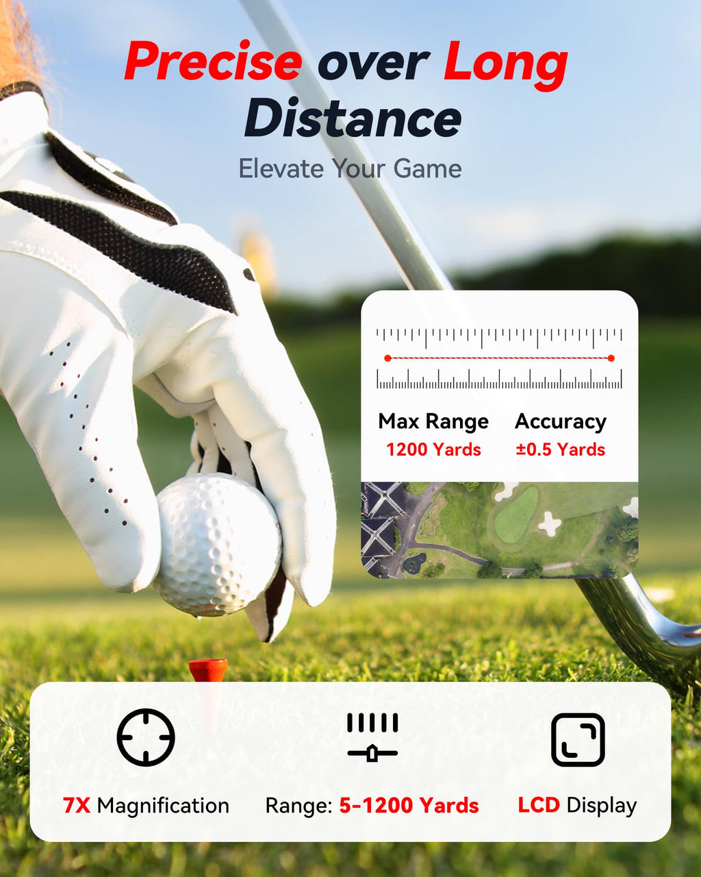 Redtiger Golf/Hunting Rangefinder, 7X Magnification 1200 Yards Laser Range Finder With Slope, Built-In Magnetic Bracket, Flag Po